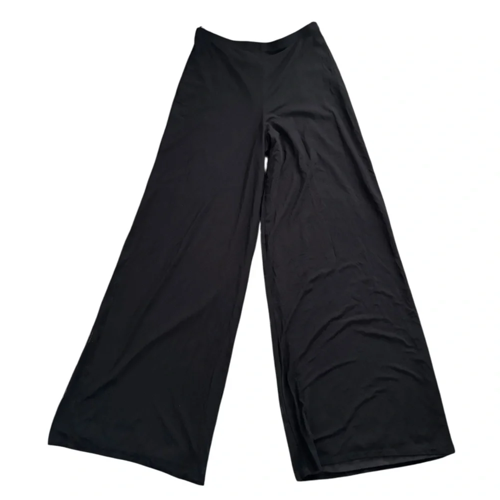 Tadashi Formal Black Wide Leg Lined Sheer Overlay Pant Sz M STYLE #731195 Dressy